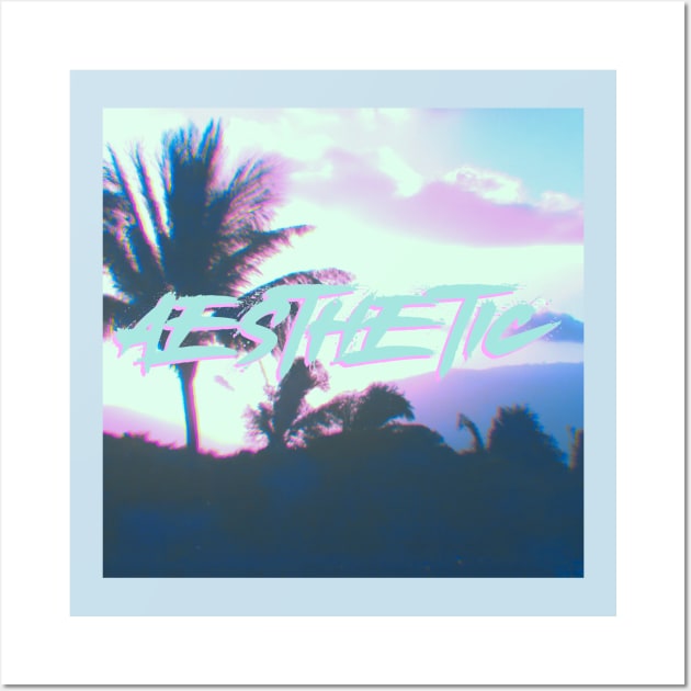 aesthetic palm trees Wall Art by lofi_retrowave